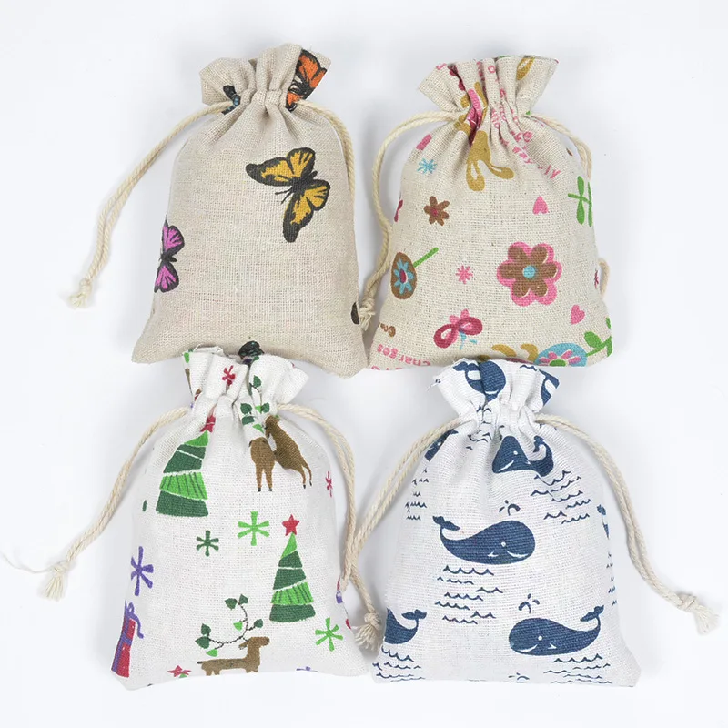 5 pieces pocket size 10* 14 mm fashion bag sack pull rope bag jewelry bag random color