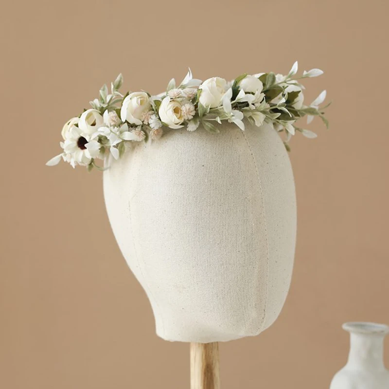 Girl Flower Wreaths Garland Crown Diadem Wedding Baroque Hairband hair flower Crown Bridal Headband Fairy Princess Hair Tiaras hair accessory hair headdress bridal headwear hair band crown