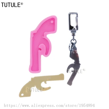 

Small Pistol Silicone Mold,keychain Necklace mould-Craft Jewelry Resin Polymer Clay Metal Flexible Silicone Fondant cake Mould