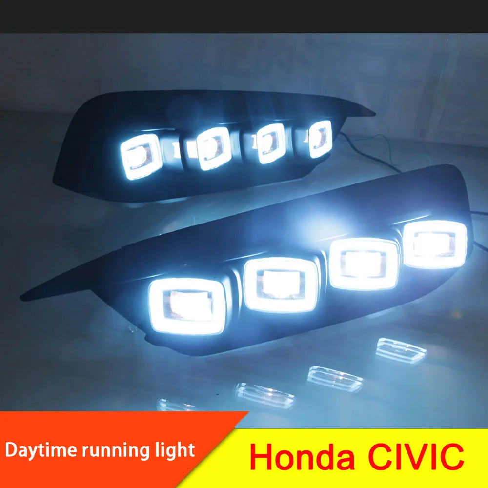 2 пары автомобилей DRL брови указатель поворота для Honda CIVIC X G10 MK10 Bugatti фары светодиодный ходовые огни биксеноновый луч противотуманные ангельские глазки