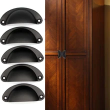 20pcs Semi-circular Buckle Hand Cabinet Retro Metal Kitchen Drawer Cabinet Iron Wardrobe Door Antique Brass Shell Pull Handles