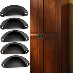 20pcs Semi-circular Buckle Hand Cabinet Retro Metal Kitchen Drawer Cabinet Iron Wardrobe Door Antique Brass Shell Pull Handles