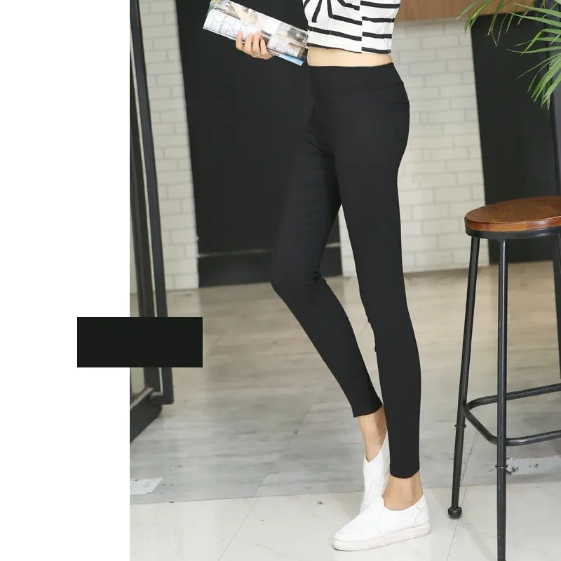 Women Casual High Waist Leggings Elastic Denim Pencil Pants Plus Size Slim Jeans