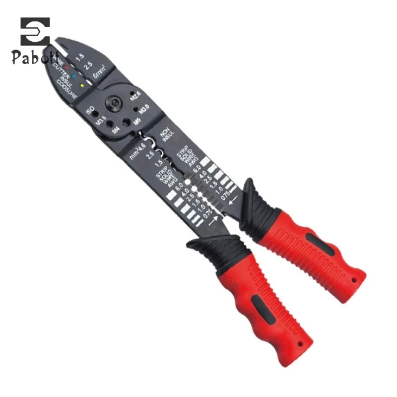 

FS-051 8" Multifunction Crimping Tool Applications cable wire Threaded holes for cutting copper Compact Rubber handle