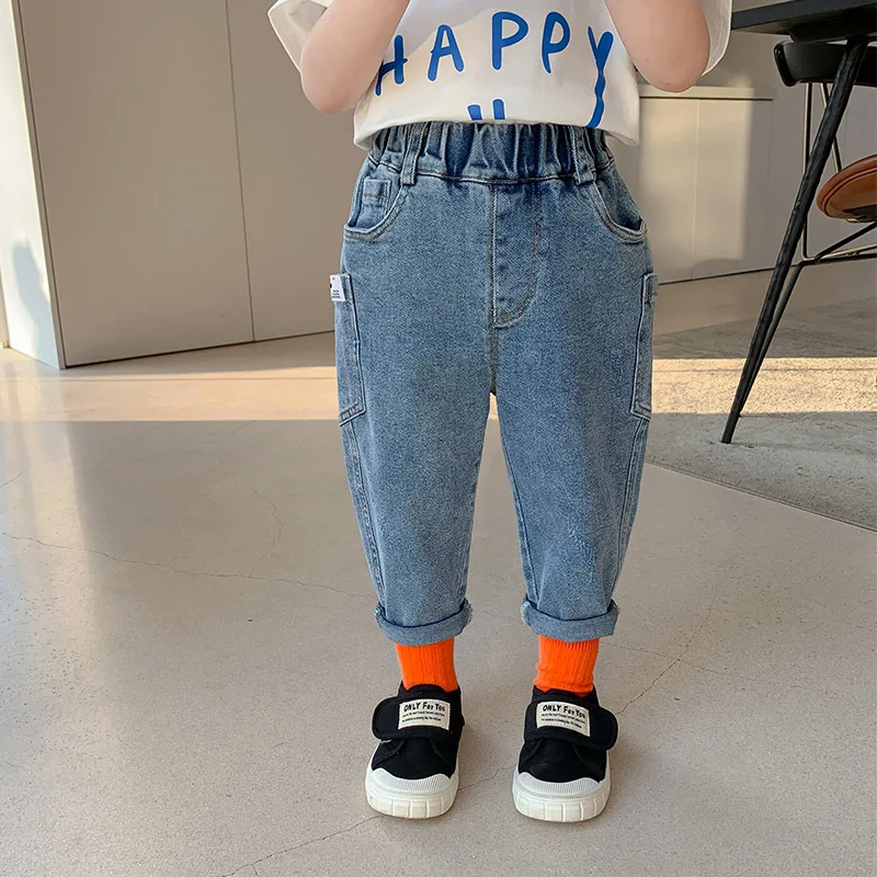 

Solid Spring Autumn Jeans Pants Boys Kids Trousers Children Clothing Teenagers Formal Outdoor High Quality