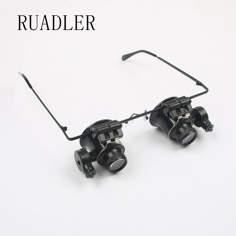 RUADLER LED 20X Magnifier Magnifying Dual Eye Glasses Loupe Lens Jeweler Watch Repair loupe magnification jewellers loupe