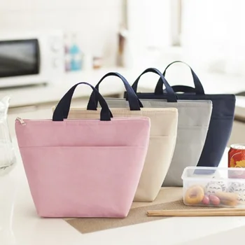 

New Thickened Portable Waterproof Lunch Bag Insulation Bag Oxford Cloth Handbag Picnic Bag Lunch Bag Solid Color