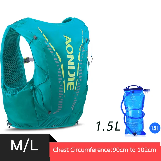 AONIJIE C962 12L green Hydration Backpack Advanced Skin Pack Bag Vest Soft Water Bladder Flask professional running bag - Color: greenML and bladder