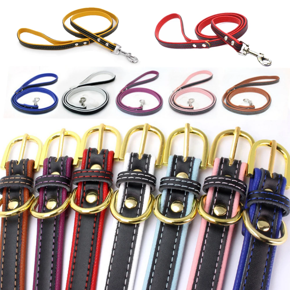 

Adjustable Genuine Leather Cat Collar Puppy Neck Buckle Strap Belt Padded Pet Collar Small Medium Large Dog Pitbull Labrador
