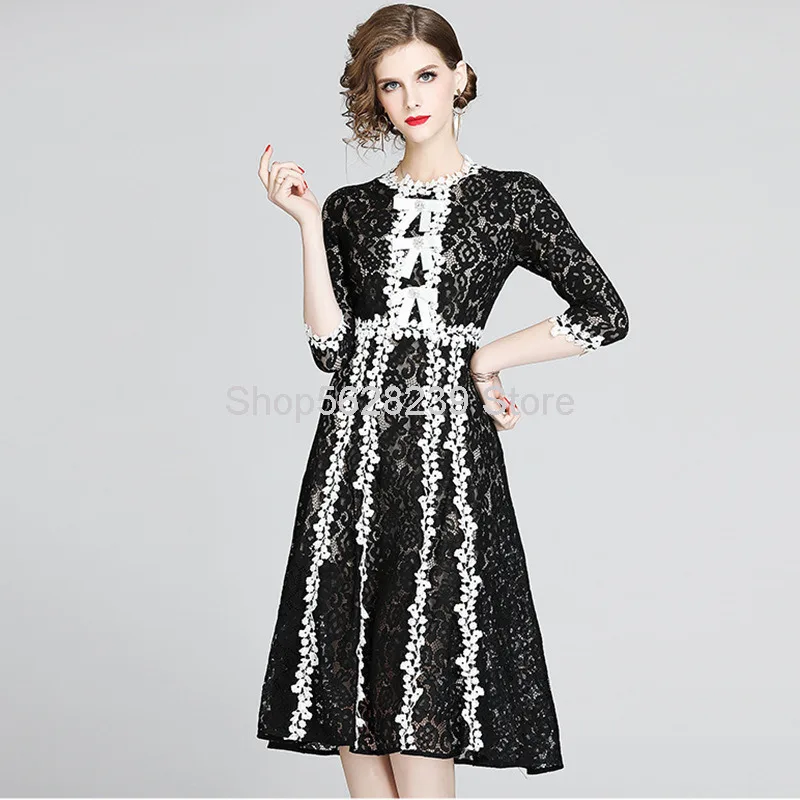

Money 2020 Season Lady Lace He Ben Wind Small Black Skirt Lace Dress