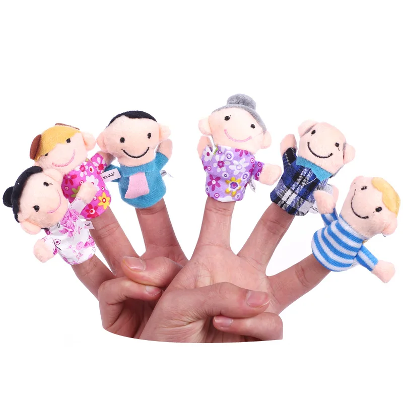 

6pcs/set finger puppet doll baby child toy cute family baby puzzle hand toy cotton plush