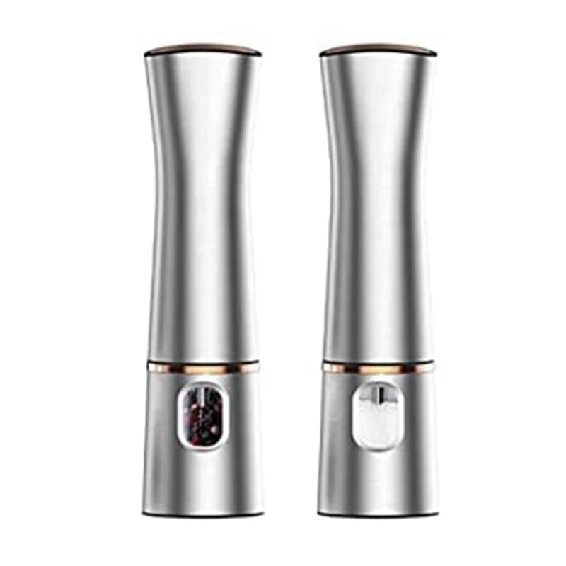 Electric Salt Pepper Shakers Grinder Mill Set Stainless Steel 2PC Adjustable Electric Salt Pepper Shakers Grinder Mill Set Stainless Steel 2PC Adjustable