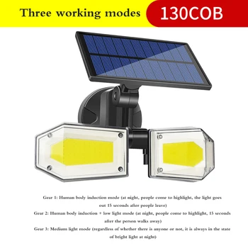 

Dual Head COB LED Solar Lamp PIR Motion Sensor Garden Wall Light 3 Lighting Modes Waterproof Outdoor Solar Street Road Light