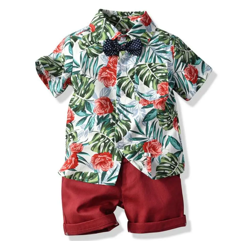Brand Fashion Baby Boys Clothing Set Summer Bow Tie Shirt 2pcs Sport Suit Toddler Kids Boy's Clothes Beach Casual Tracksuit |