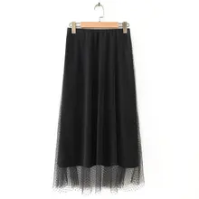 Женская элегантная плиссированная длинная юбка в горошек с вуалью faldas mujer Женская шикарная Повседневная тонкая юбка с боковой молнией QUN432