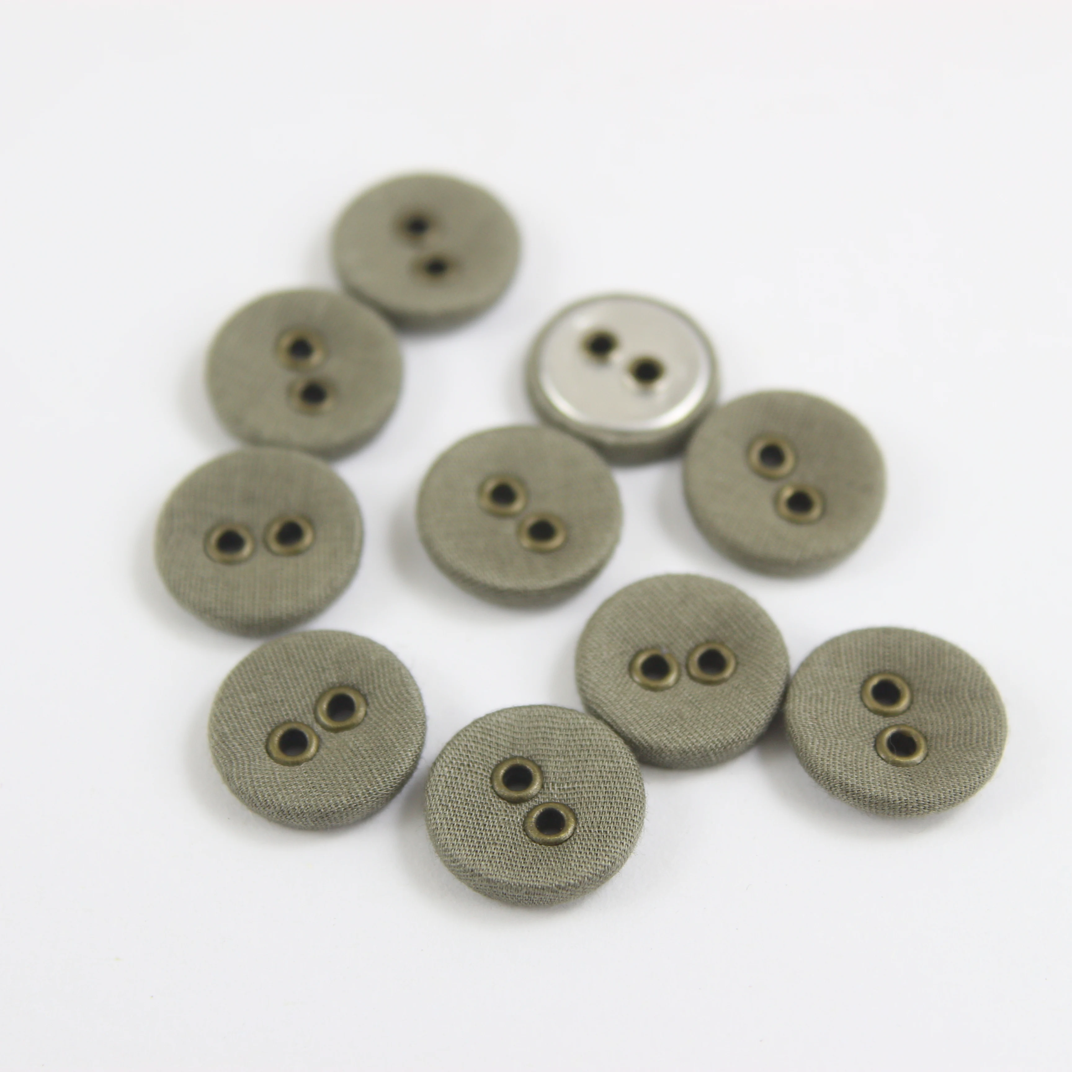 

13mm 40pcs/lot aluminum bottom army green cloth covered button sewing garment accessories