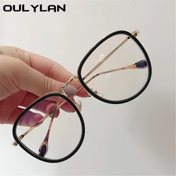 

Oulylan Trendy Glasses Frames Women Fashion Transparent Optical Big Frame Eyewear Men Metal Spectacle Frame Vintage Fake Glasses