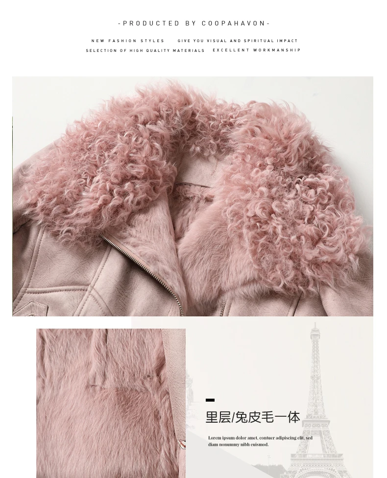 deals AYUNSUE Natural Rabbit Fur Coat Female