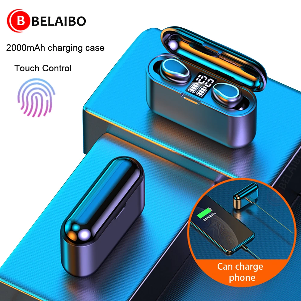 TWS 2000mAh Charging Box Bluetooth-compatible 5.0 Wireless Earphones in-ear Binaural Touch Control Headset Sports Earbuds | Электроника