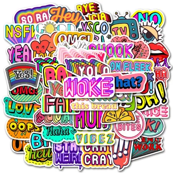 

50Pcs English Words Sticker Surprise Short Sentence Waterproof Decals Phone Skateboard Motivational Laptop Graffiti Stickers