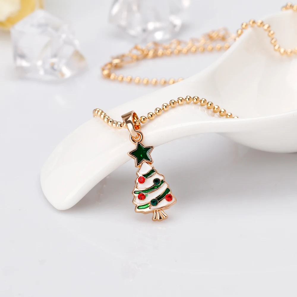 

Alloy Necklace For Women Man Charming Christmas Tree Gold Color Pendant Necklace Fashion Jewelry Gift CA628