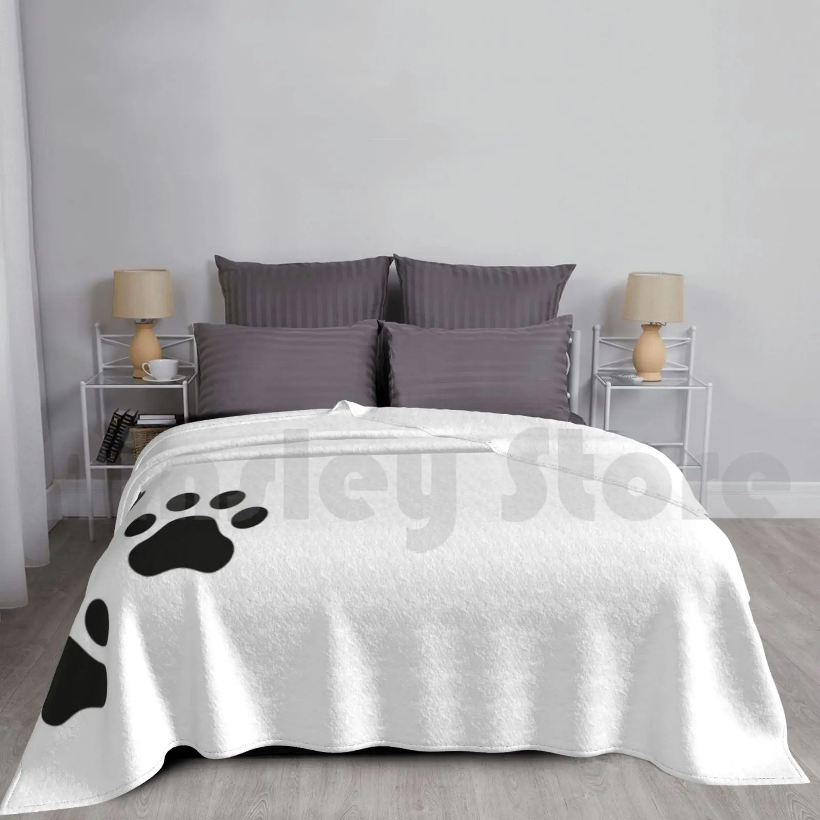 Paw Print Blanket For Sofa Bed Travel Paws Dad Dog Mom Mama Papa Cat | Дом и сад