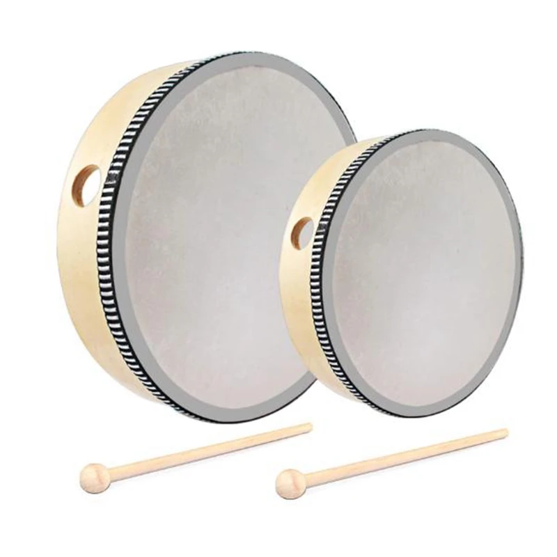 Foraineam 12 Inch & 10 Inch & 8 Inch Hand Drum Kids Percussion Wood
