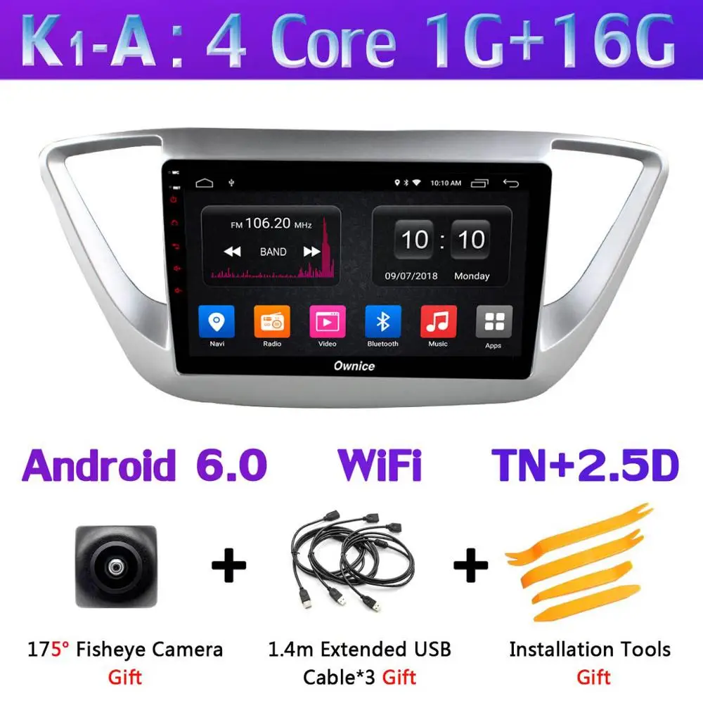 360 ° панорамный Android 9,0 4+ 64G Автомобильный мультимедийный плеер для hyundai Verna Solaris Accent gps Радио CarPlay DSP - Цвет: K1-A