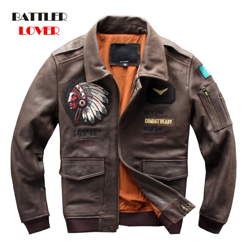 Free Shipping brand new winter warm classic style mens genuine leather jacket vintage cowhide Jackets males genuine leather coat