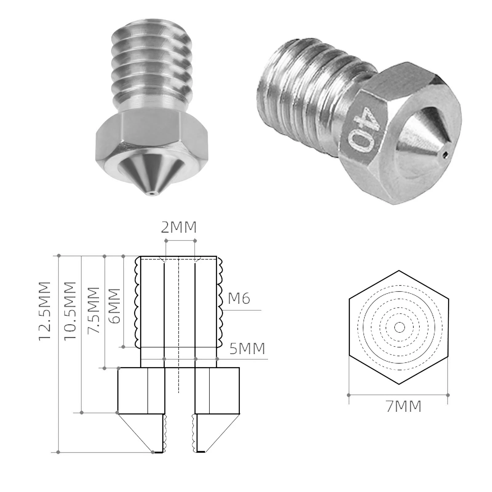 KINGROON MK8 E3D Nozzle V5 V6 M6 Thread Hard Steel Brass Nozzles for 1.75mm filament E3D MK8 Hotend Extruder 3D Printer Parts