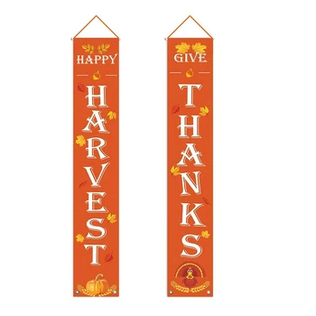 

Thanksgiving Decorations GIVE THANKS HAPPY HARVEST Gardens Flag Vertical Banners Porch Signs Fall Decor for Party Yard