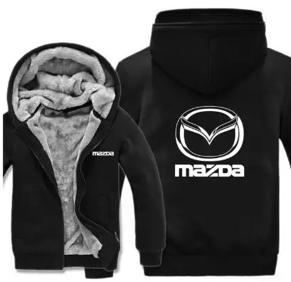 Мужские толстовки, зимние мужские толстовки Mazda, толстовки с длинным рукавом, уплотненное теплое пальто, куртки с капюшоном на молнии