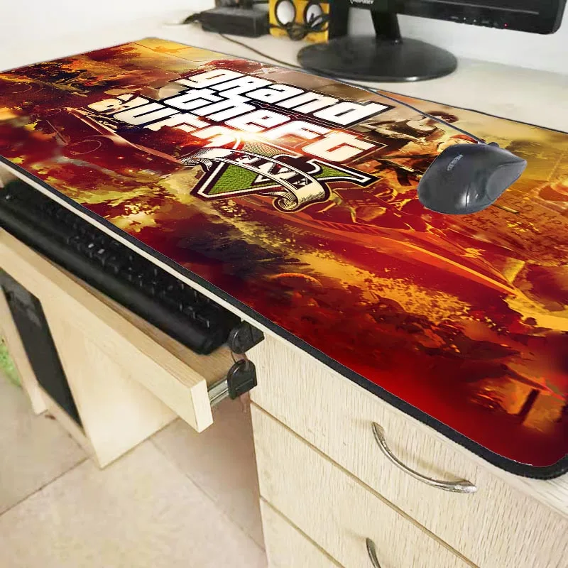  90X40CM Gta Grand Theft Auto Lock Edge Mouse Pad Large Office Gaming Mousepad Dest Keyboard Mat for