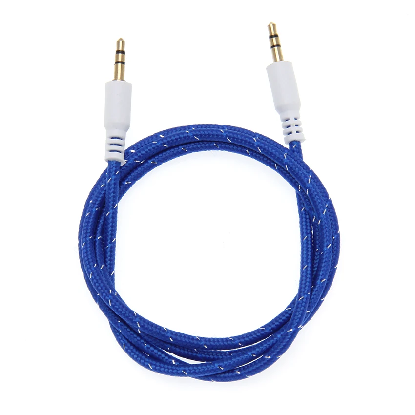 Braided Audio Auxiliary Cable 1m Nylon Aux Extension Male to Male Cord Jack for Samsung Mobile Phone Car PC Headphone Speaker