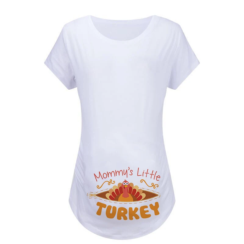 Забавная ко Дню благодарения Футболка для беременных с надписью «Thie Oven A Little Turkey In Thie Oven»; Футболка для беременных на День Благодарения - Цвет: P664-PSTWH-