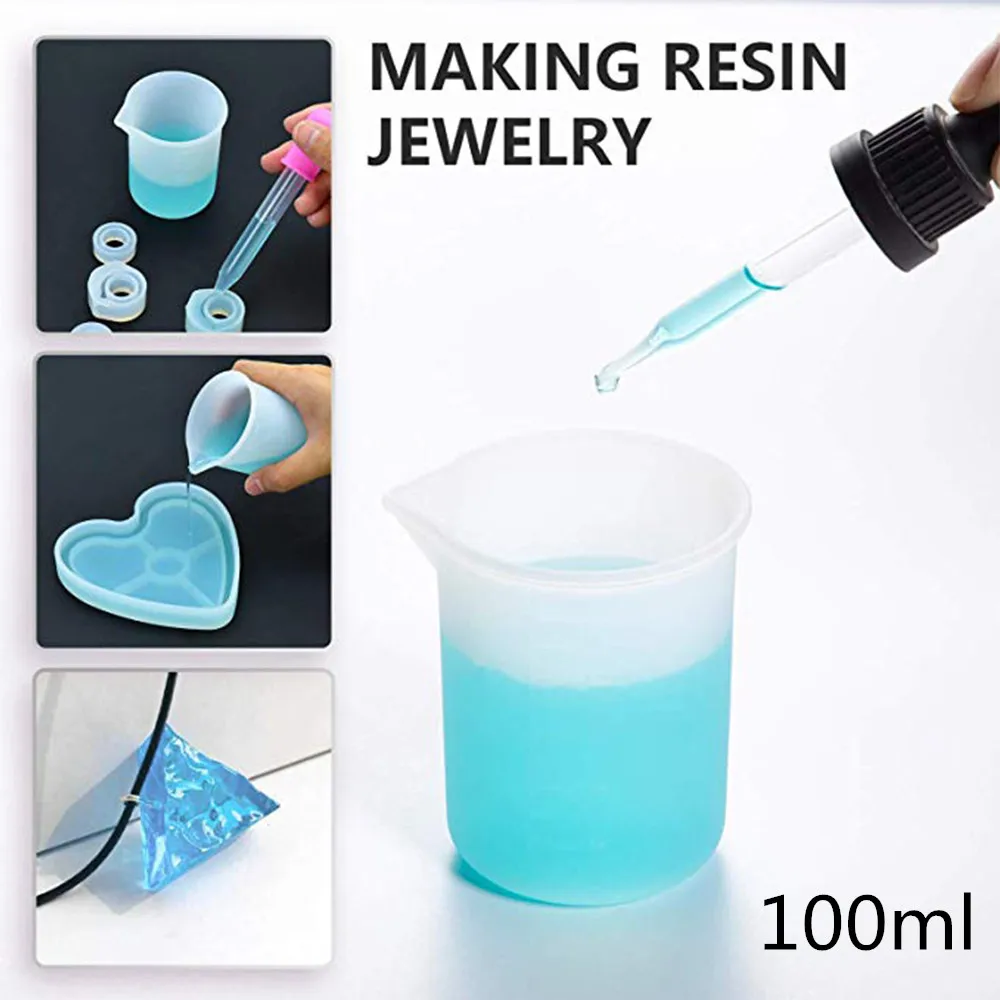 

100ml Silicone Measuring Cup Non-stick Mixing Cup for Epoxy Resin Jewelry Making Reusable Measuring Tool for DIY Baking Kitchen