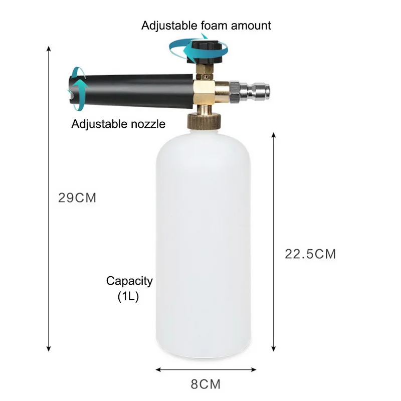 1Л Автомобильная шайба пистолет Регулируемая пена бутылка пенная насадка с быстрым разъемом пенный бластер высокого давления