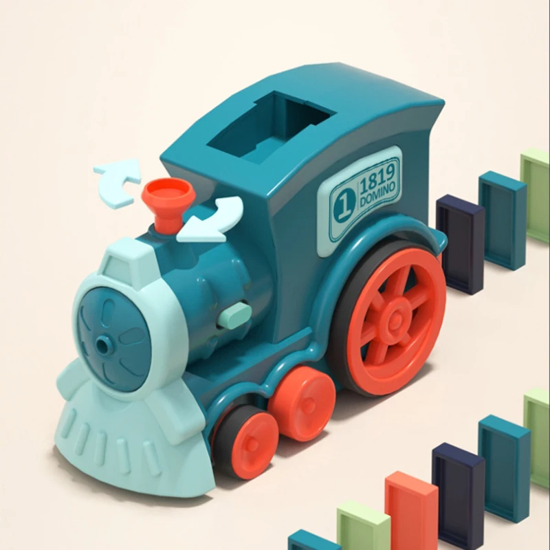 

Domino electric train, children's building blocks are automatically put into fun educational toys