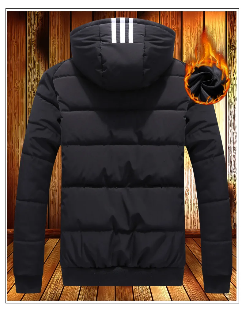 Зима стиль пальто мужская одежда теплая хлопковая стеганая одежда корейский стиль тренд три полосы толстые Топы хлопковое пальто для мужчин