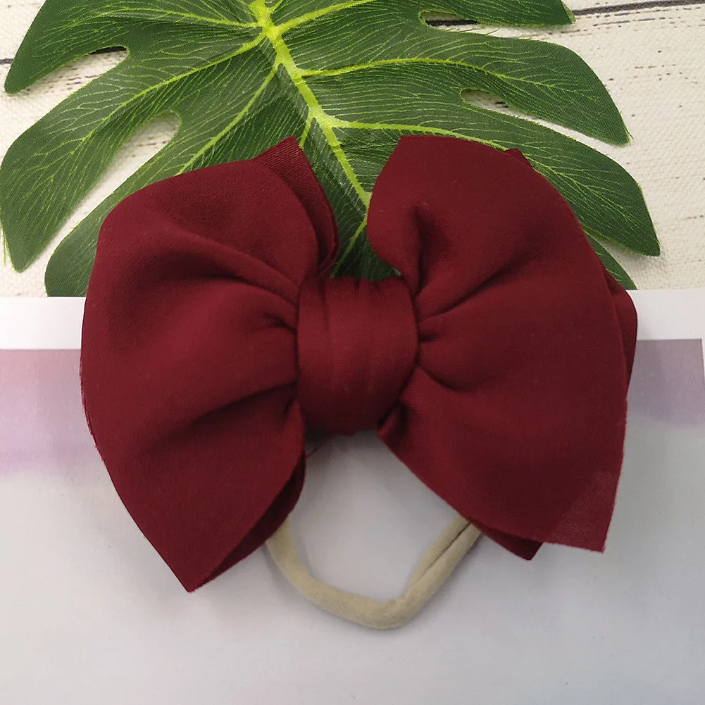 Wine Red Детская повязка на голову с бантом бандо Bebe Fille ободки для девочек новорожденных аксессуары для волос новорожденного ребенка нейлоновая повязка на голову Opaska Dla Dziewczynki - Цвет: Wine Red