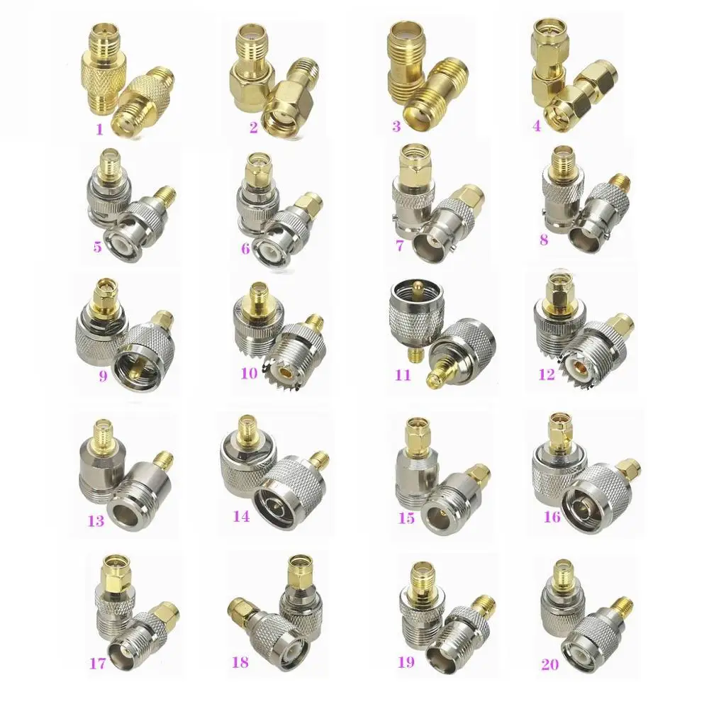 1Pcs SMA to SMA / RP-SMA / BNC / UHF PL259 SO239 / N / TNC Male plug & Female jack RF Coaxial Adapter connector Test Converter afbeelding
