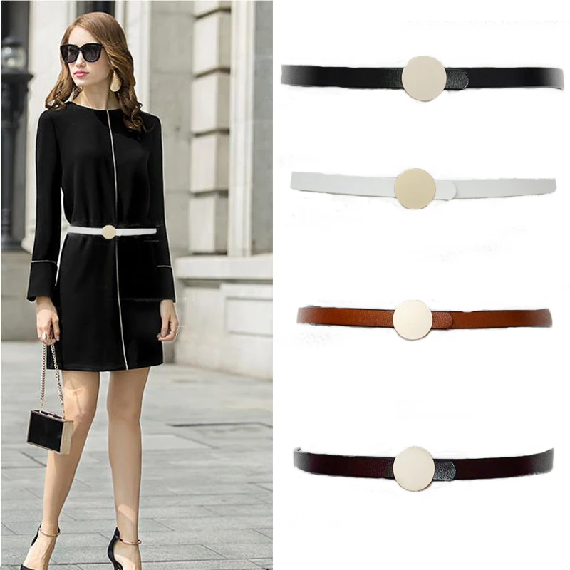 

Роскошный женский ремень из натуральной кожи, новинка 2020, Простой декоративный ремень из лакированной воловьей кожи с круглой пряжкой и ремнем для джинсовой юбки