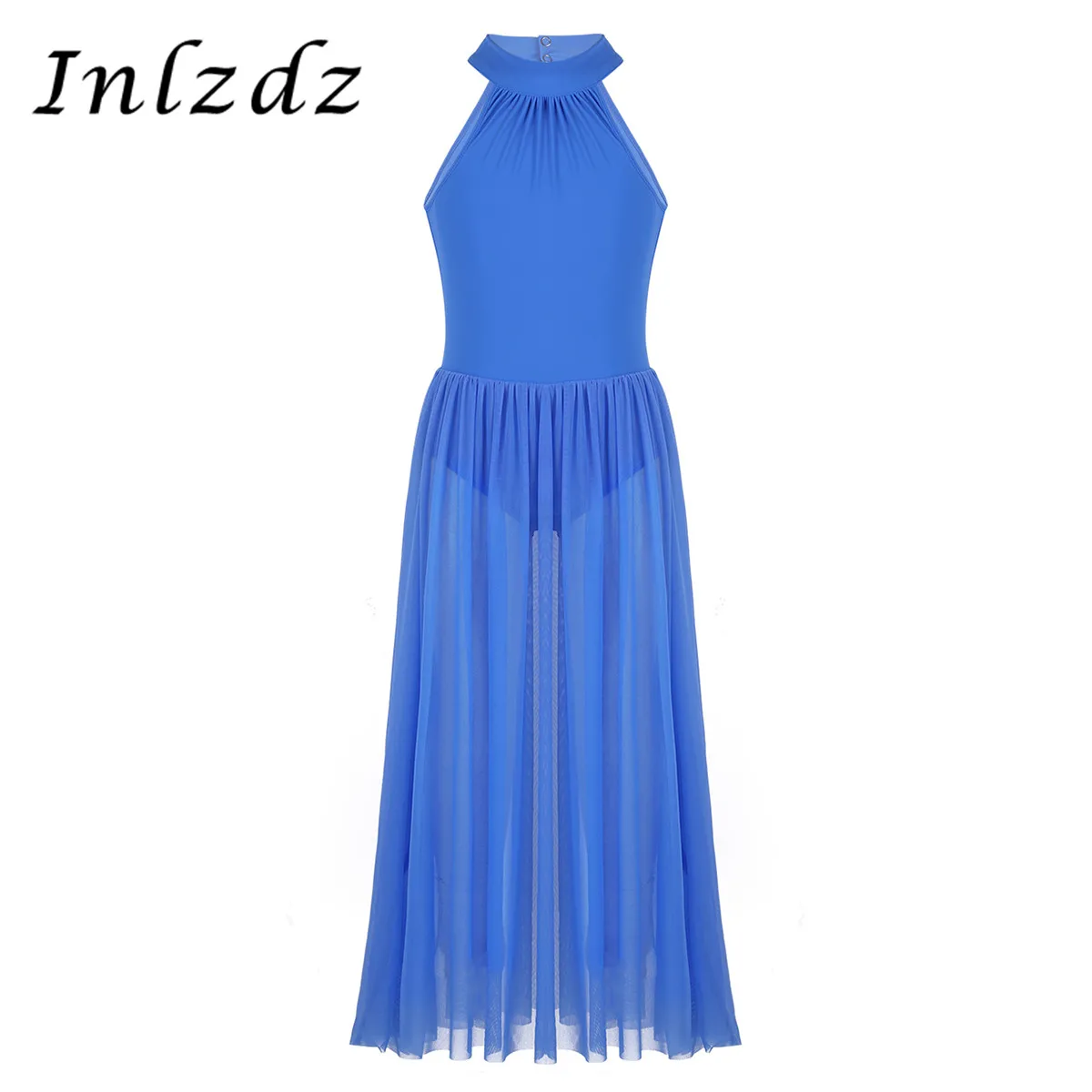 

Kids Girls Ballet Leotard Dress Mock T-Neck Leotard Bodysuit with Mesh Maxi Skirt for Celebration of Spirit Praise Lyrical Dance