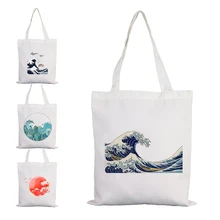 

Ukiyoe Customizable Bag Fabric Shopper Bags Designer Handbags Japan Woman Anime Tote Luxury Women Brands Canvas Summer Printed