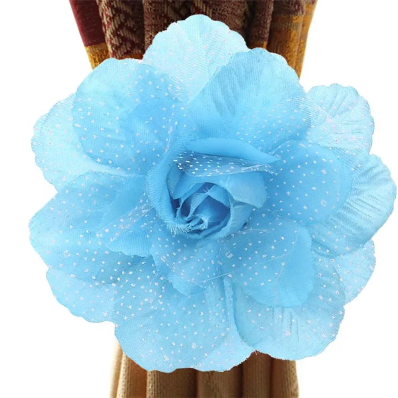 

17CM Peony Flower Curtain Clip-on Tie Band String Home Decoration Curtains Backs Holdback Tieback Holder Clip Cloth Floral #Nu