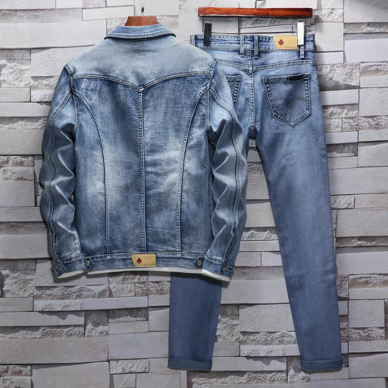 Mens Jeans Suit Sweat Suit Set Men Jacket Spring/autumn Jeans Tracksuit Street Style Cowboy Coat Plus Size Men's Casual Suit