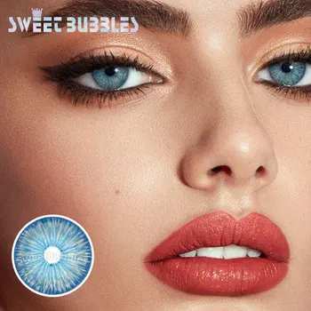 

SweetBubbles New York Series UV Cut Protect Color Contact Lenses Small Middle Pupil Blue Colored Eye Lens 2pcs/pair