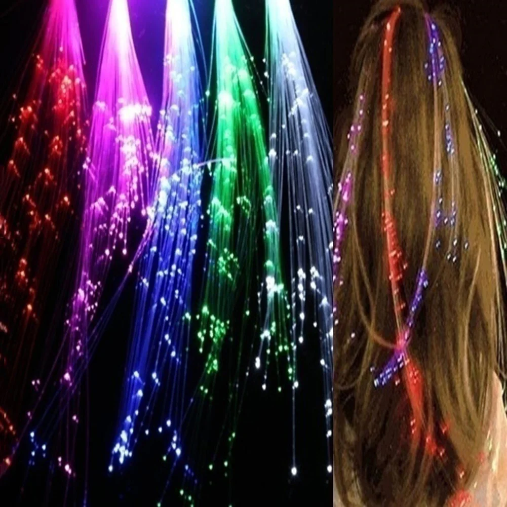 Горячий светодиодный свет вверх оплетка светящиеся оптоволоконные Светящиеся Волосы на шпильке для Хэллоуина бара