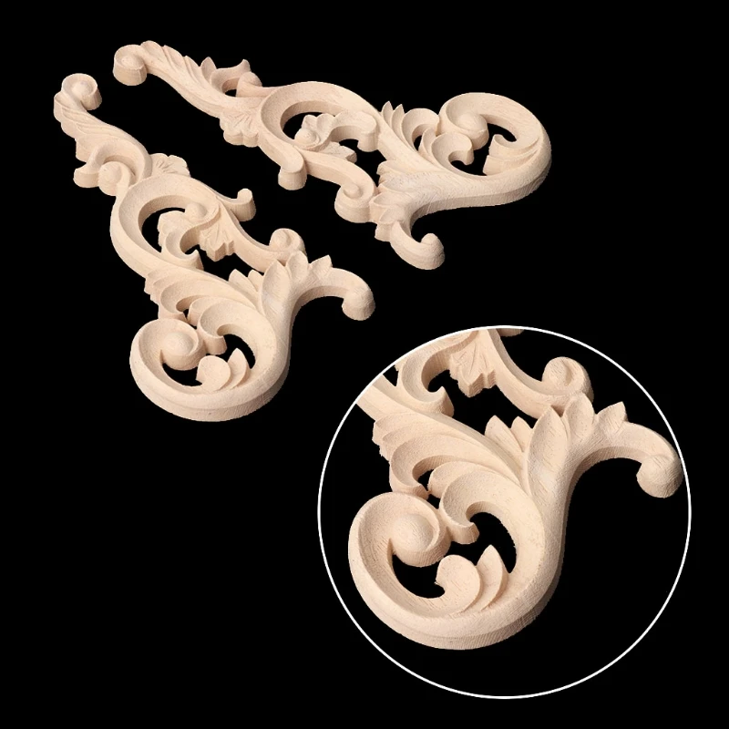 ##BUY 1 Pair Wood Carved Corner Onlay Applique Frame Decor Furniture Unpainted Home E65B
