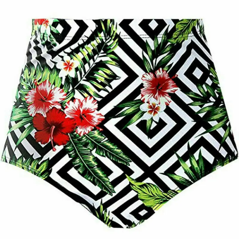 Summer Womens High Waist Bikini Bottom Floral Swimwear Swimsuit Briefs Bathing Suit Swimming Suit